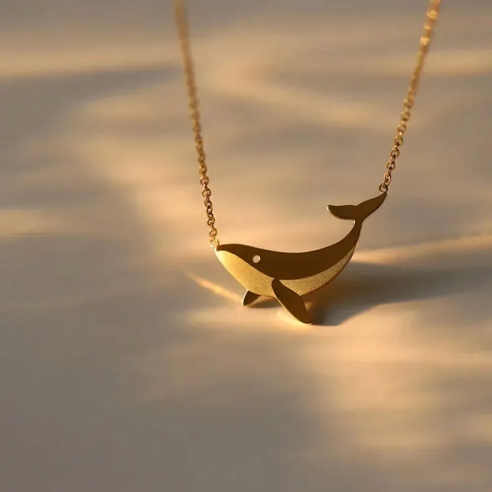 Whale Pendant Necklace in Gold - Picture 8 of 8